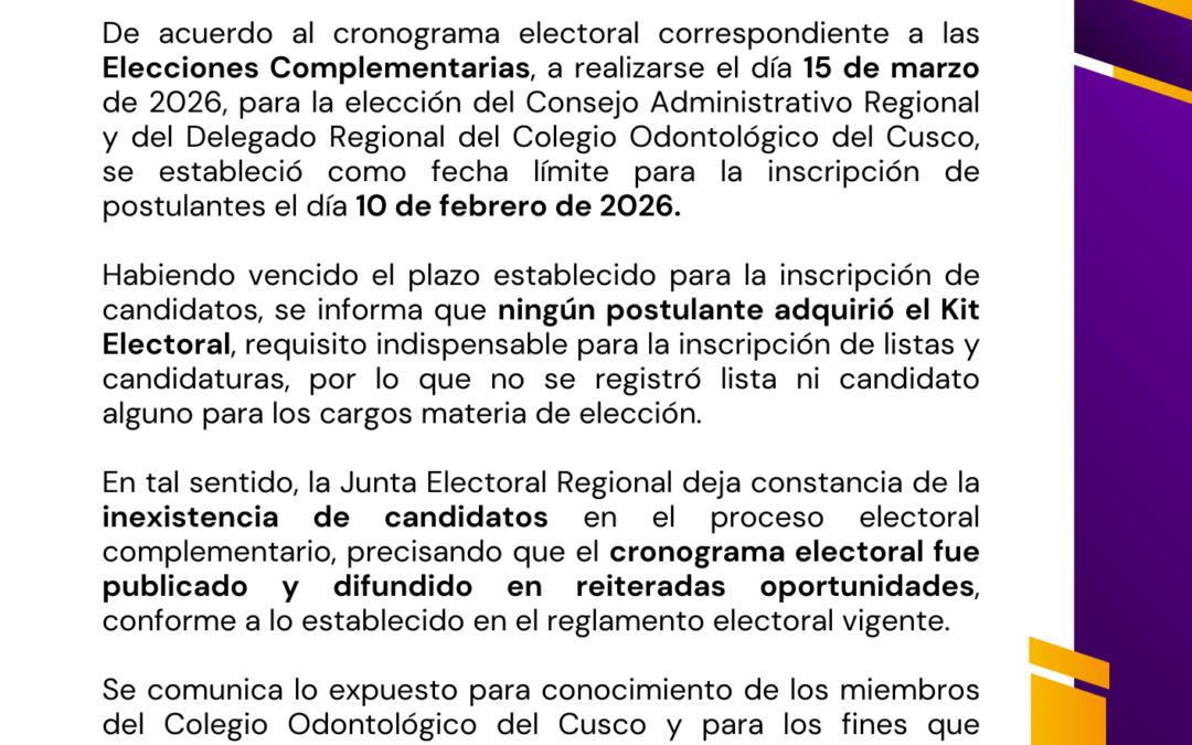 ELECCIONES COMPLEMENTARIAS 2026